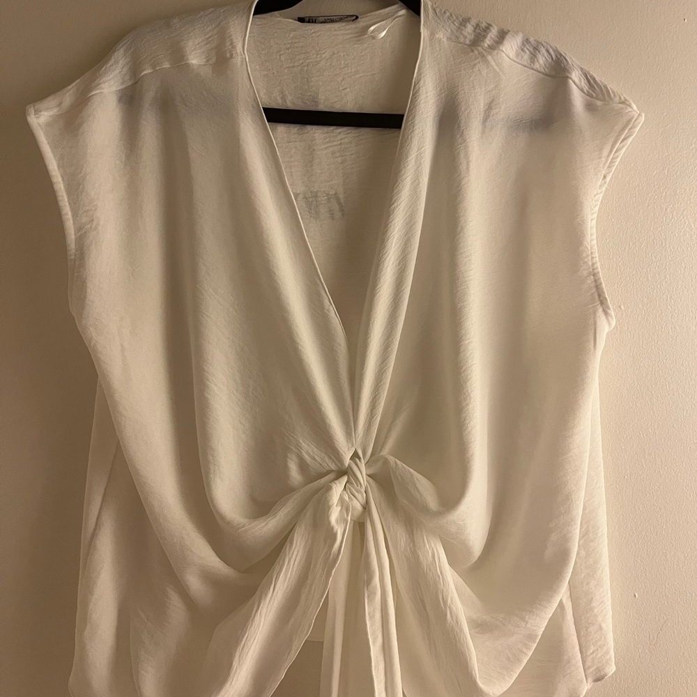 Zara Cream Tie-Front Blouse